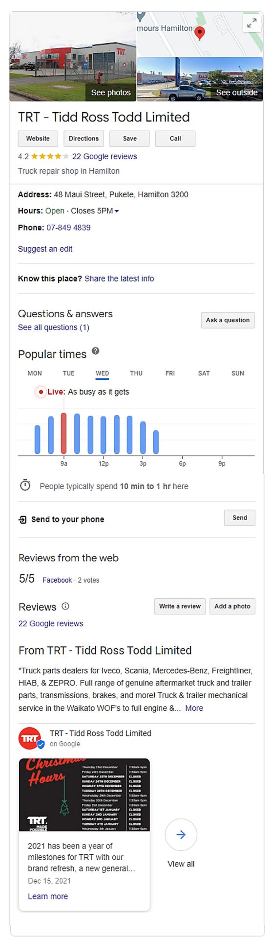 Google Business Profile help with Hamilton SEO results